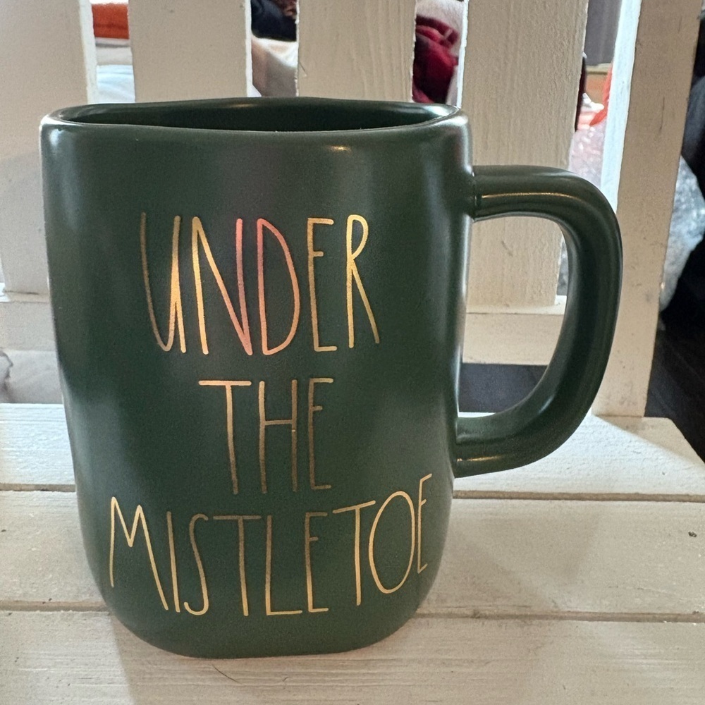 Rae Dunn Green Mug with Gold Lettering